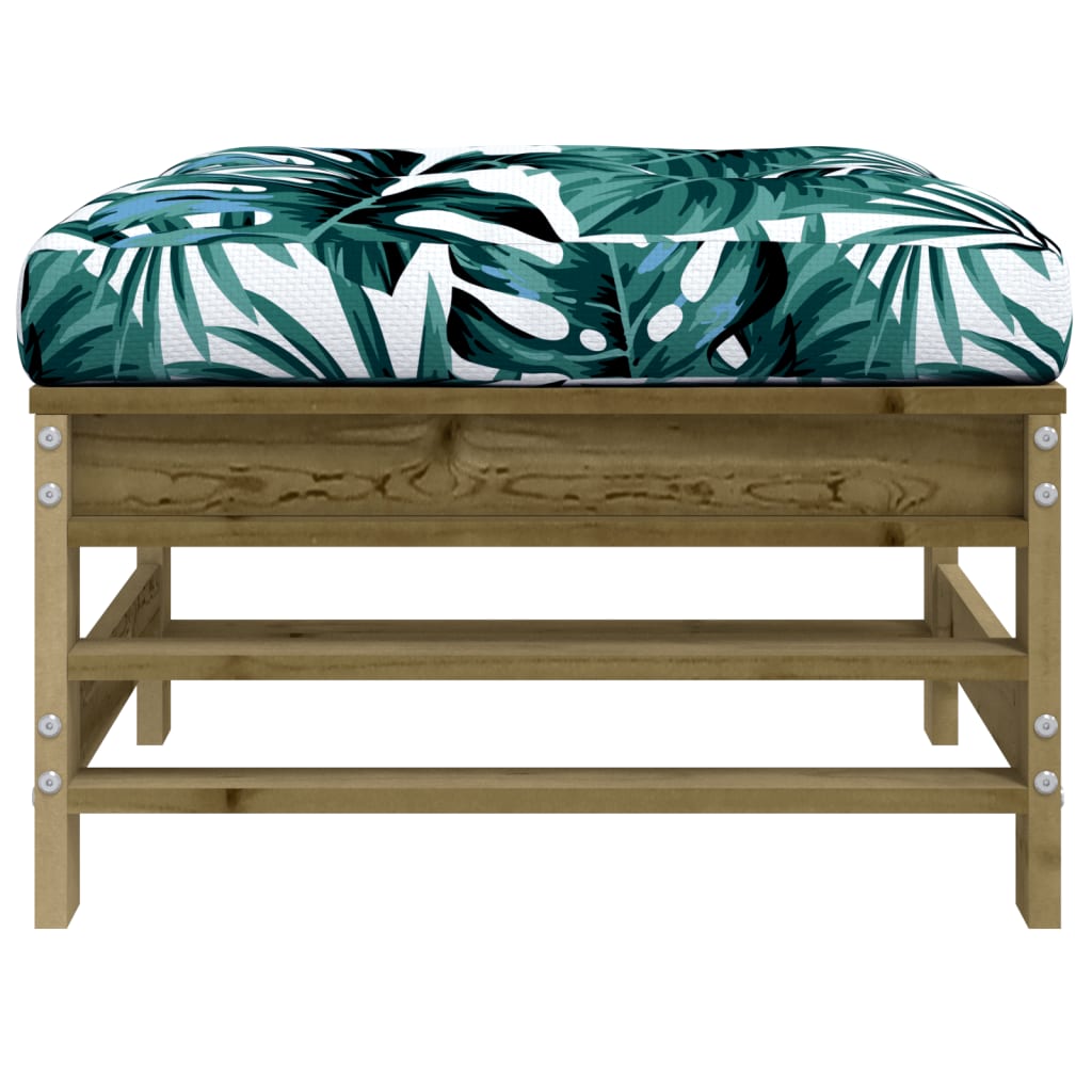Garden Footstool with Cushion Impregnated Wood Pine